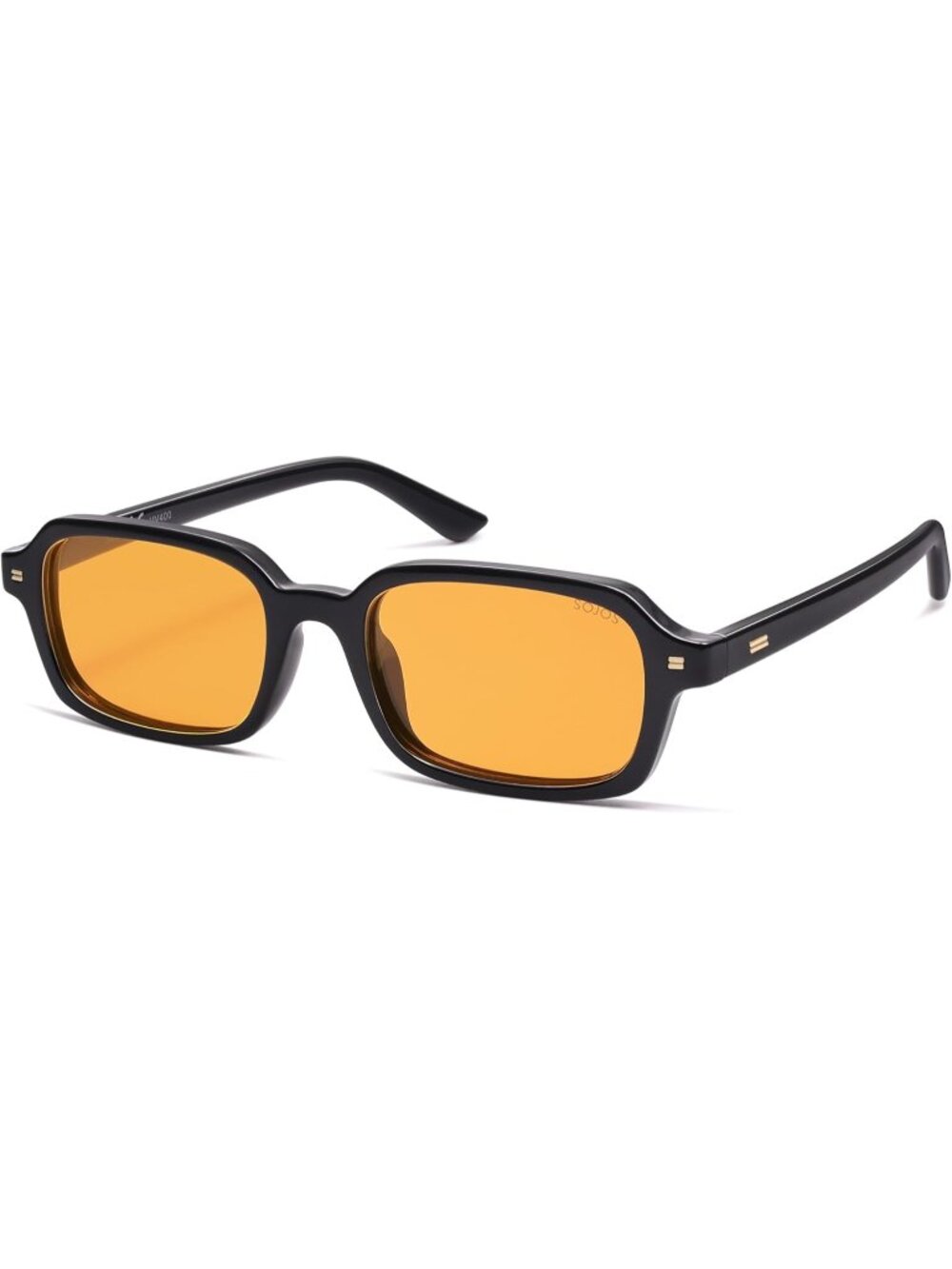 Women's Black Yellow Retro Fashion Thin Slim Trendy Rectangle Polarized Sunglass